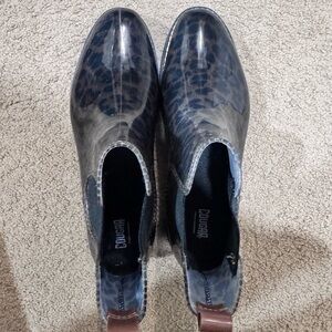 Cougar Dark Blue Leopard Ankle Boots